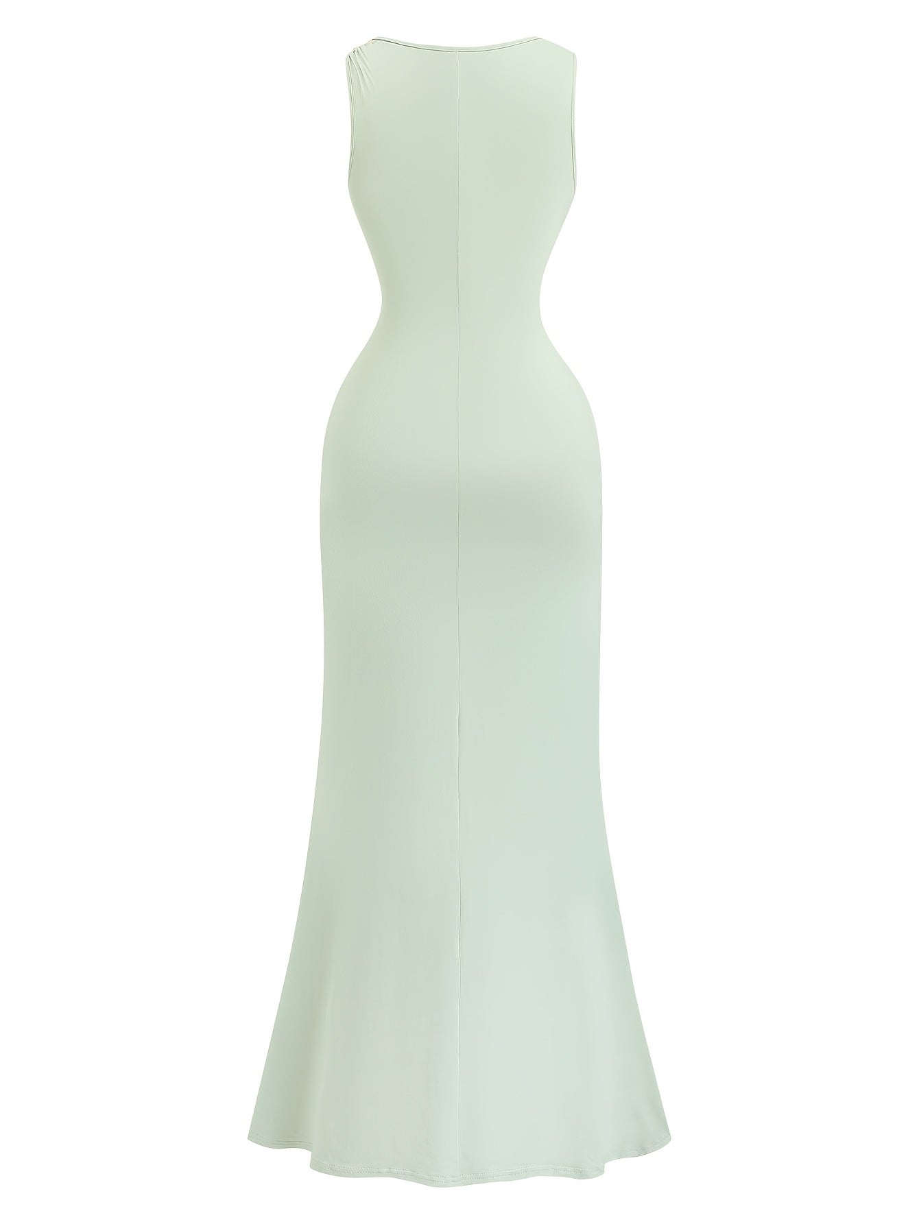 Plus Size Waist-Cinching Metal Buckle Pleated Maxi Dress