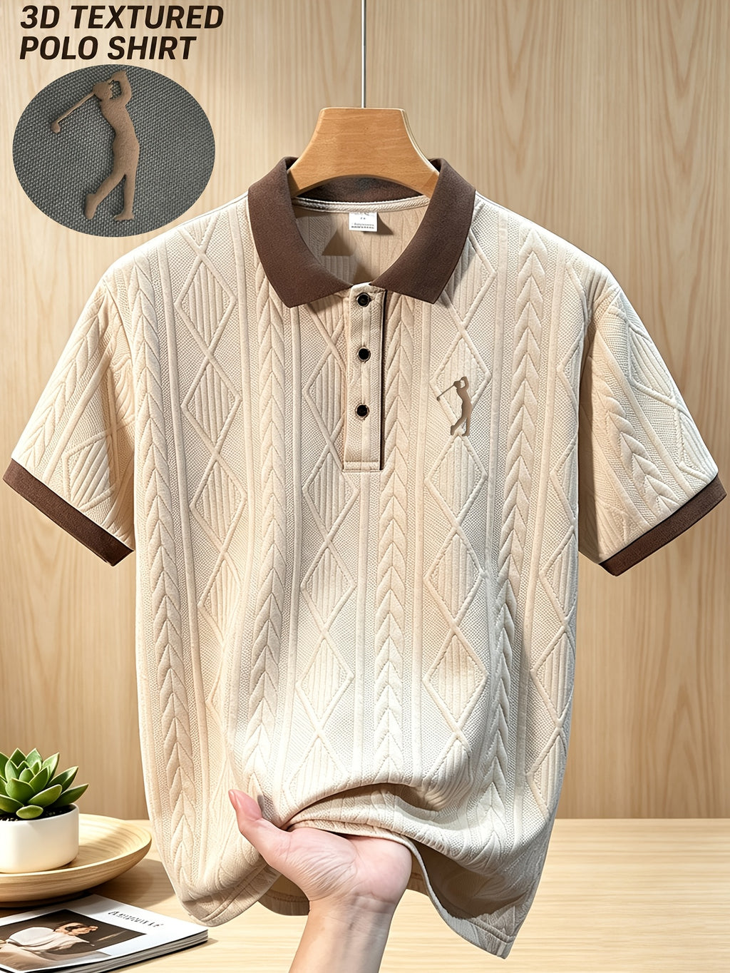Men's 3D Golf Pattern Quick-Dry Polo Shirt