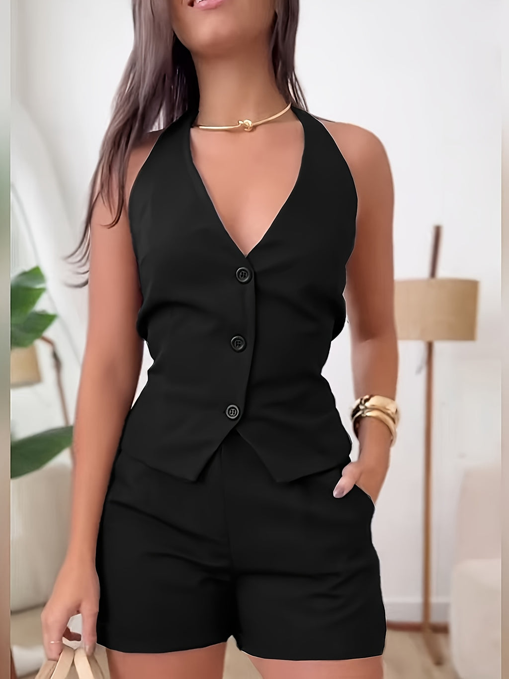Elegant Vest & Shorts Set