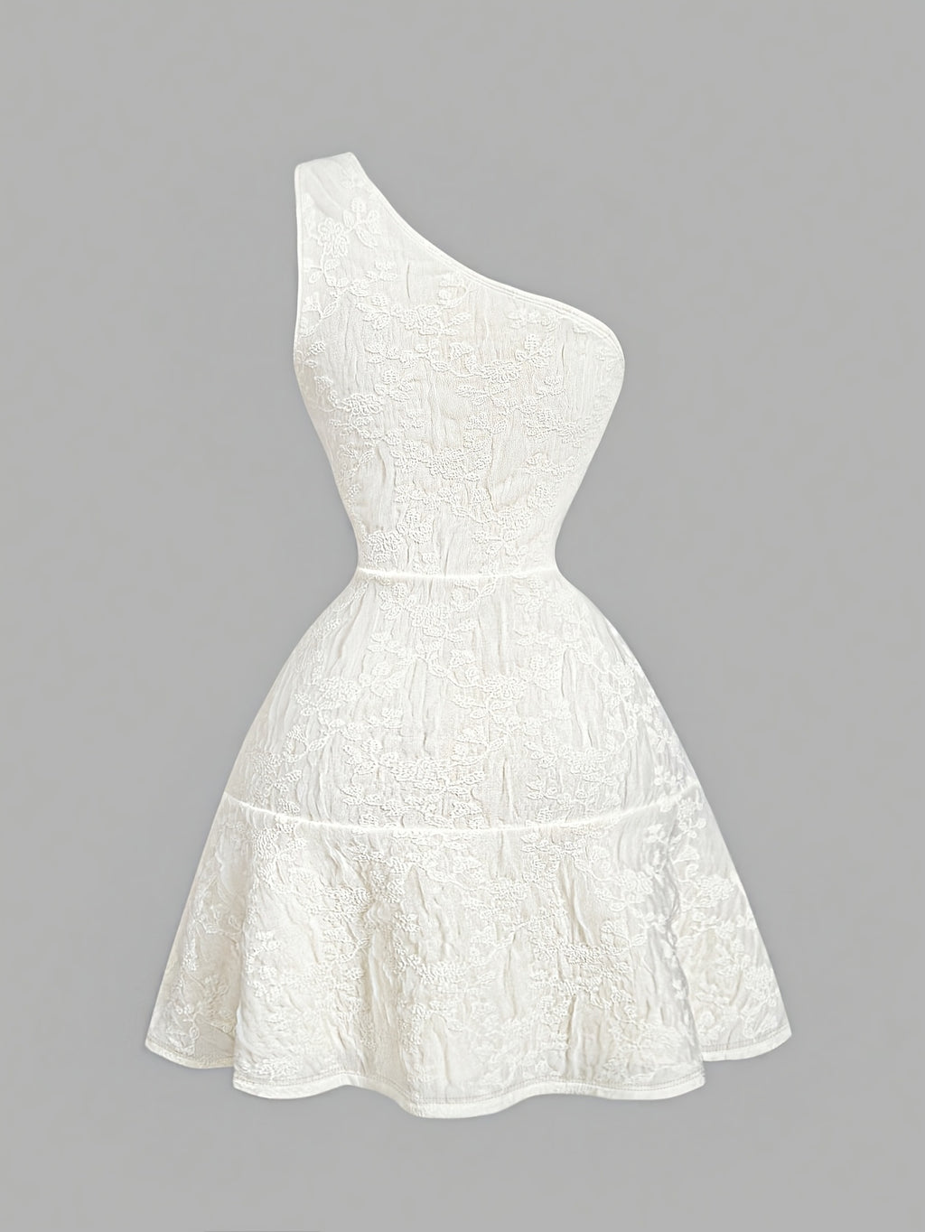 Women's French Floral One-Shoulder Jacquard A-Line Dress