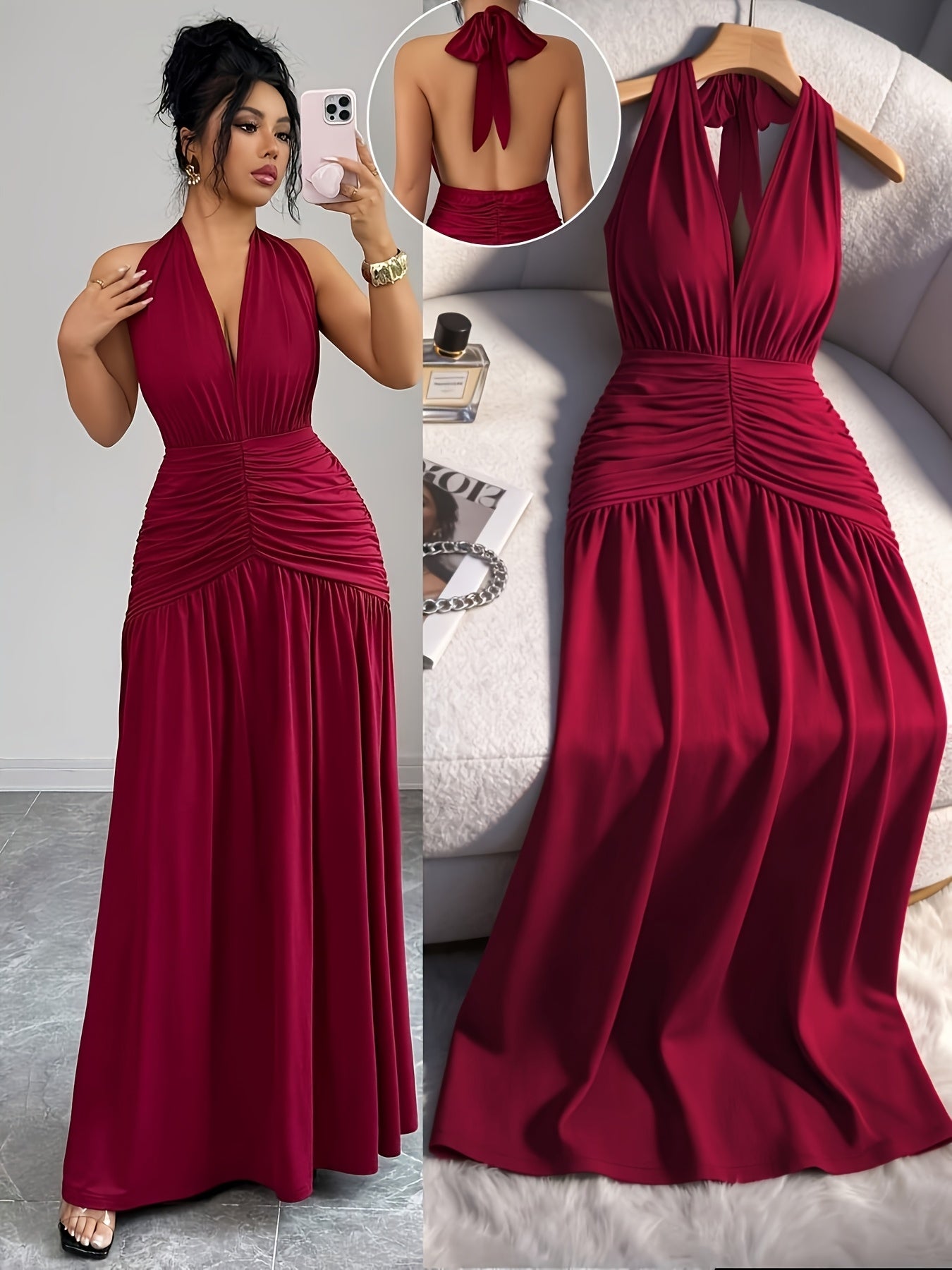 Halter A-Line Long Dress