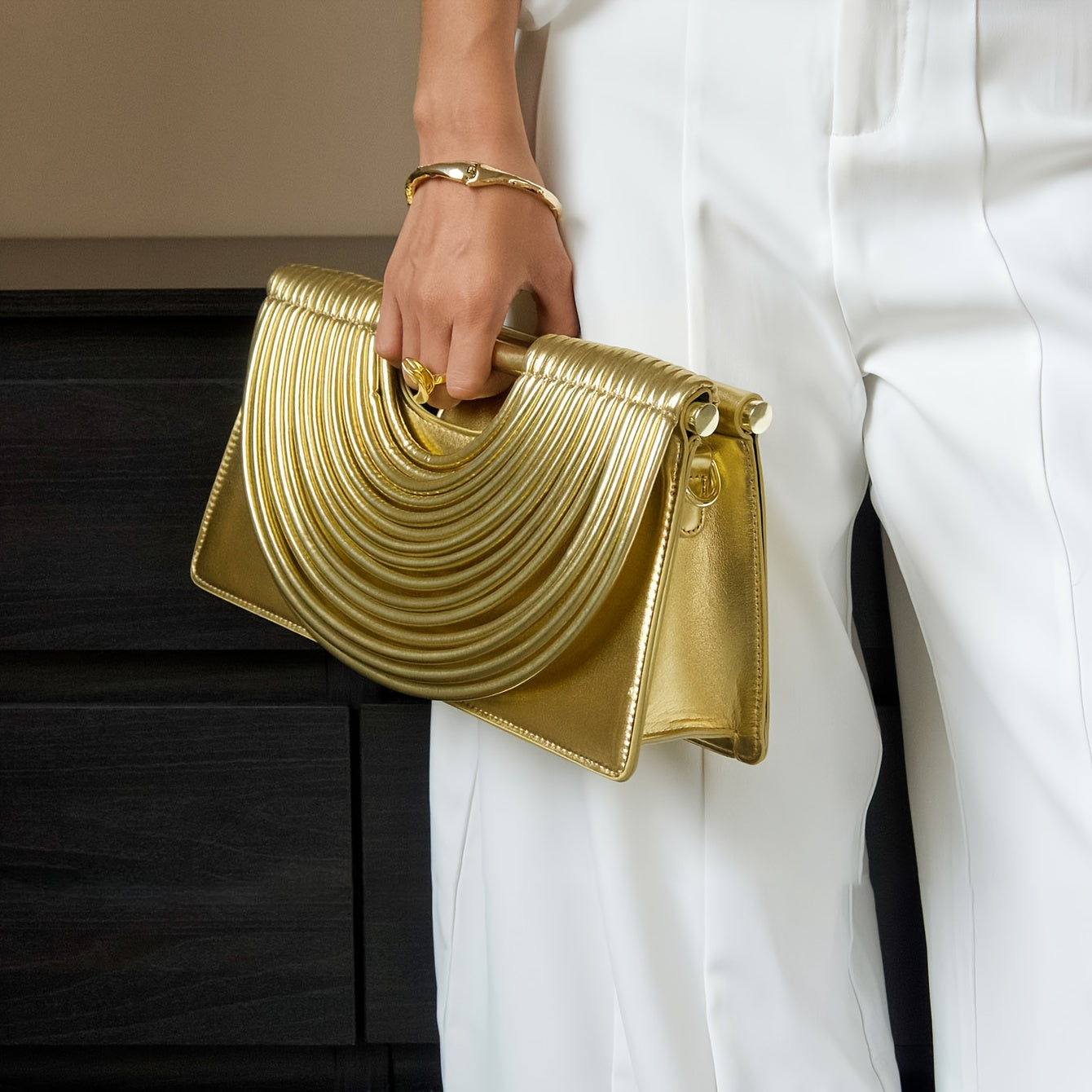 Women's Ruffled Evening Clutch Bag for Parties & Weddings