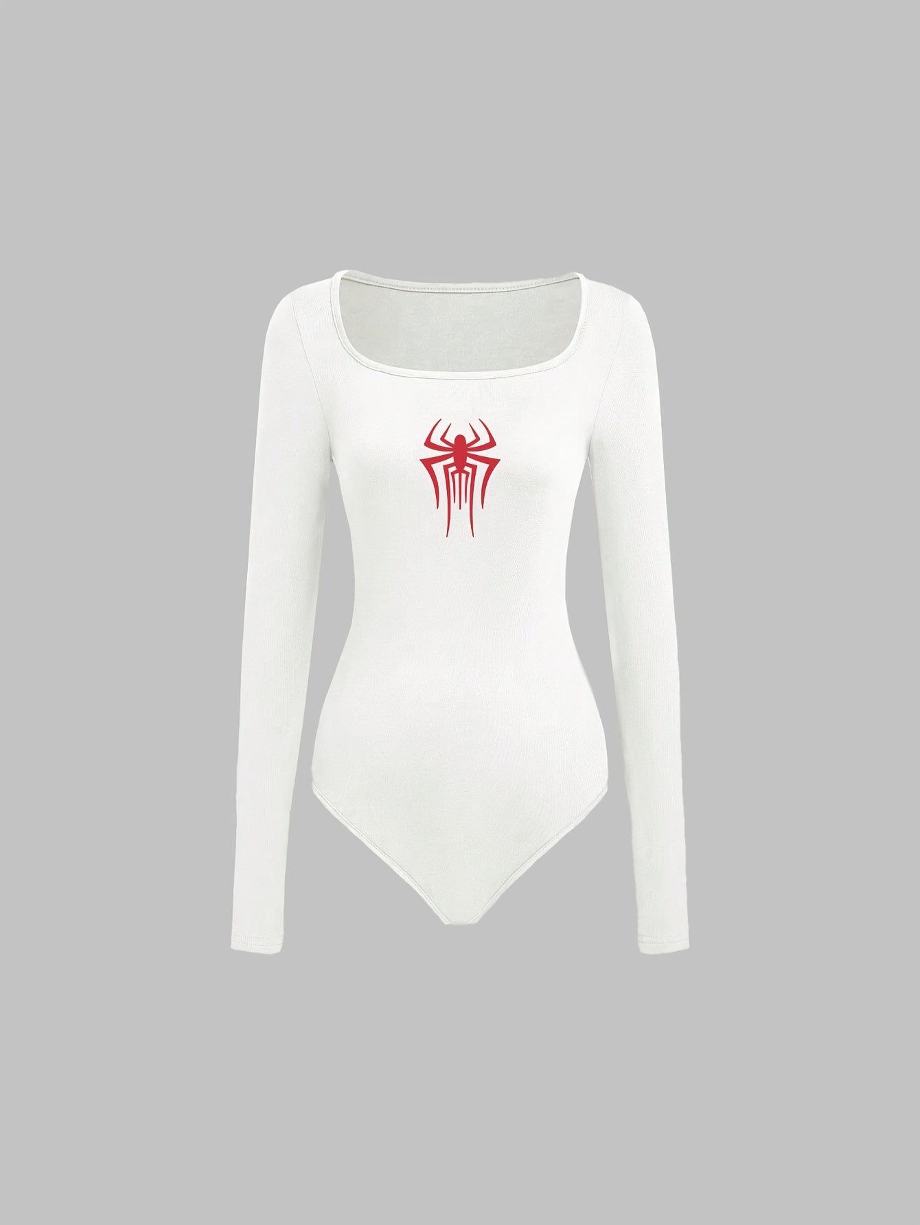Women's Spider Print Long Sleeve Fitted Jumpsuit