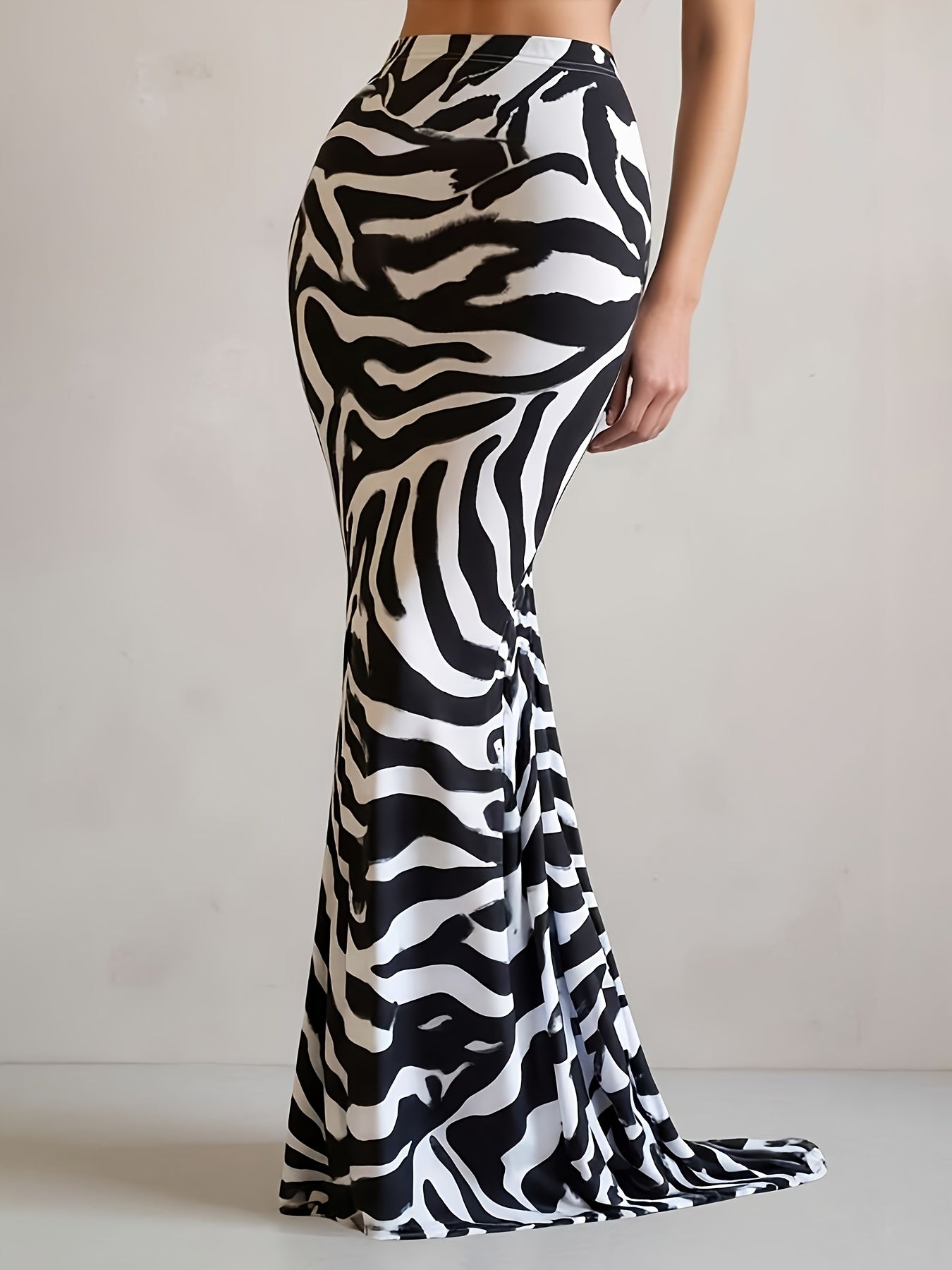Women's Zebra Print Mermaid Maxi Dress