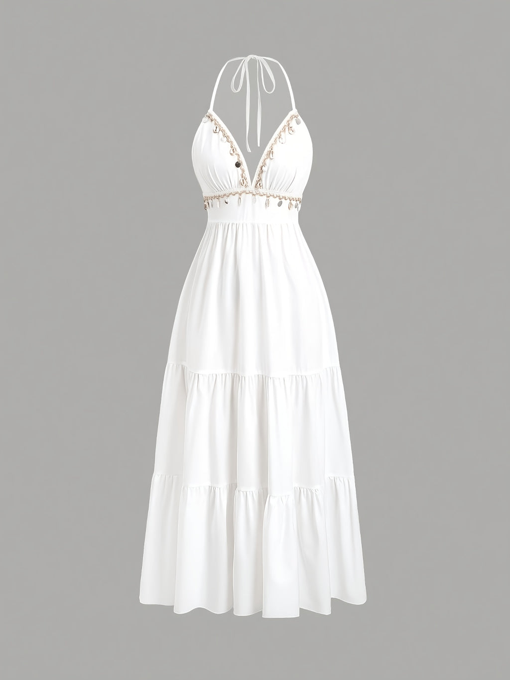 Women's Shell-Trimmed Tie-Waist Midi Strapless Camisole