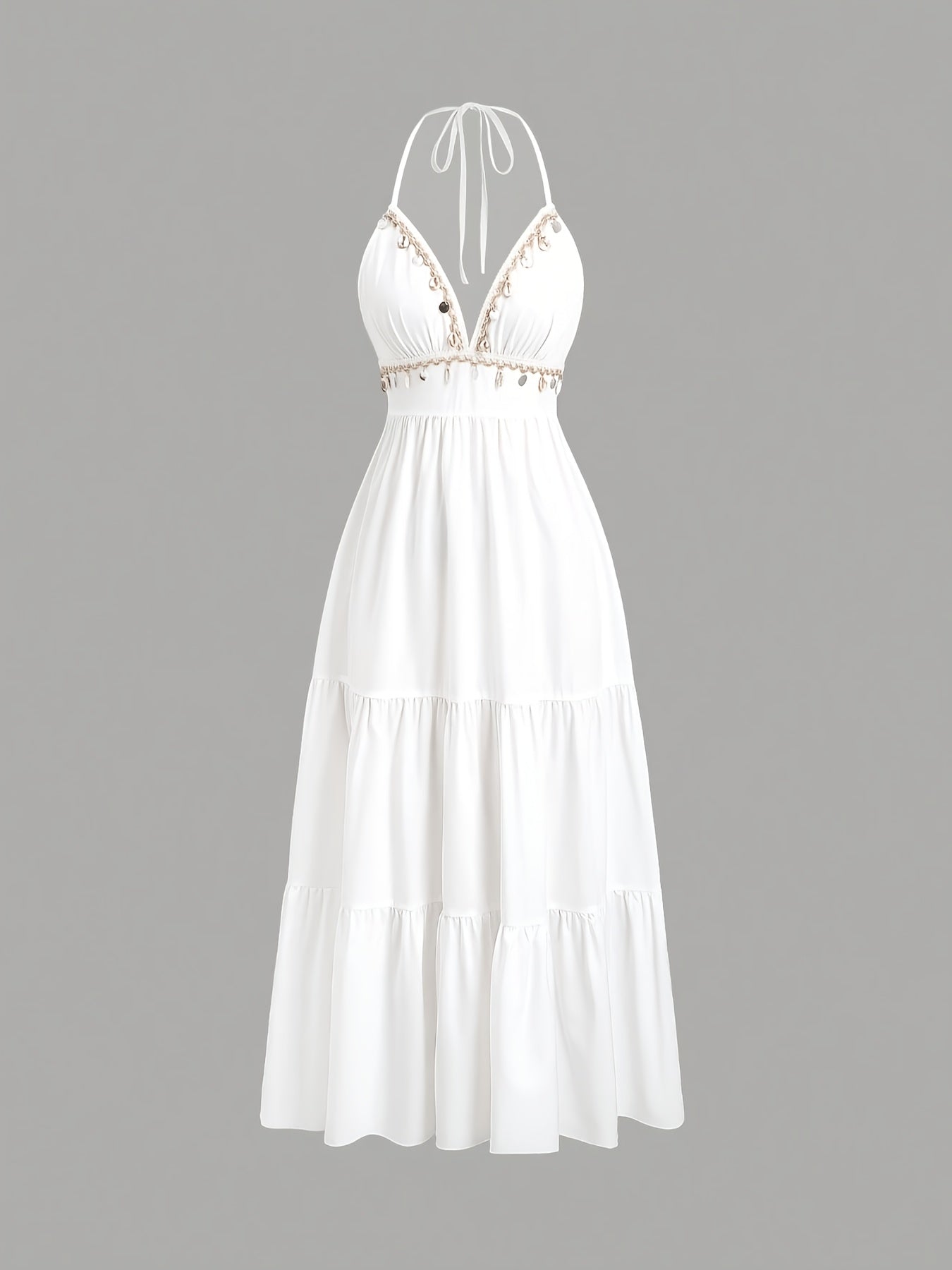 Women's Shell-Trimmed Tie-Waist Midi Strapless Camisole
