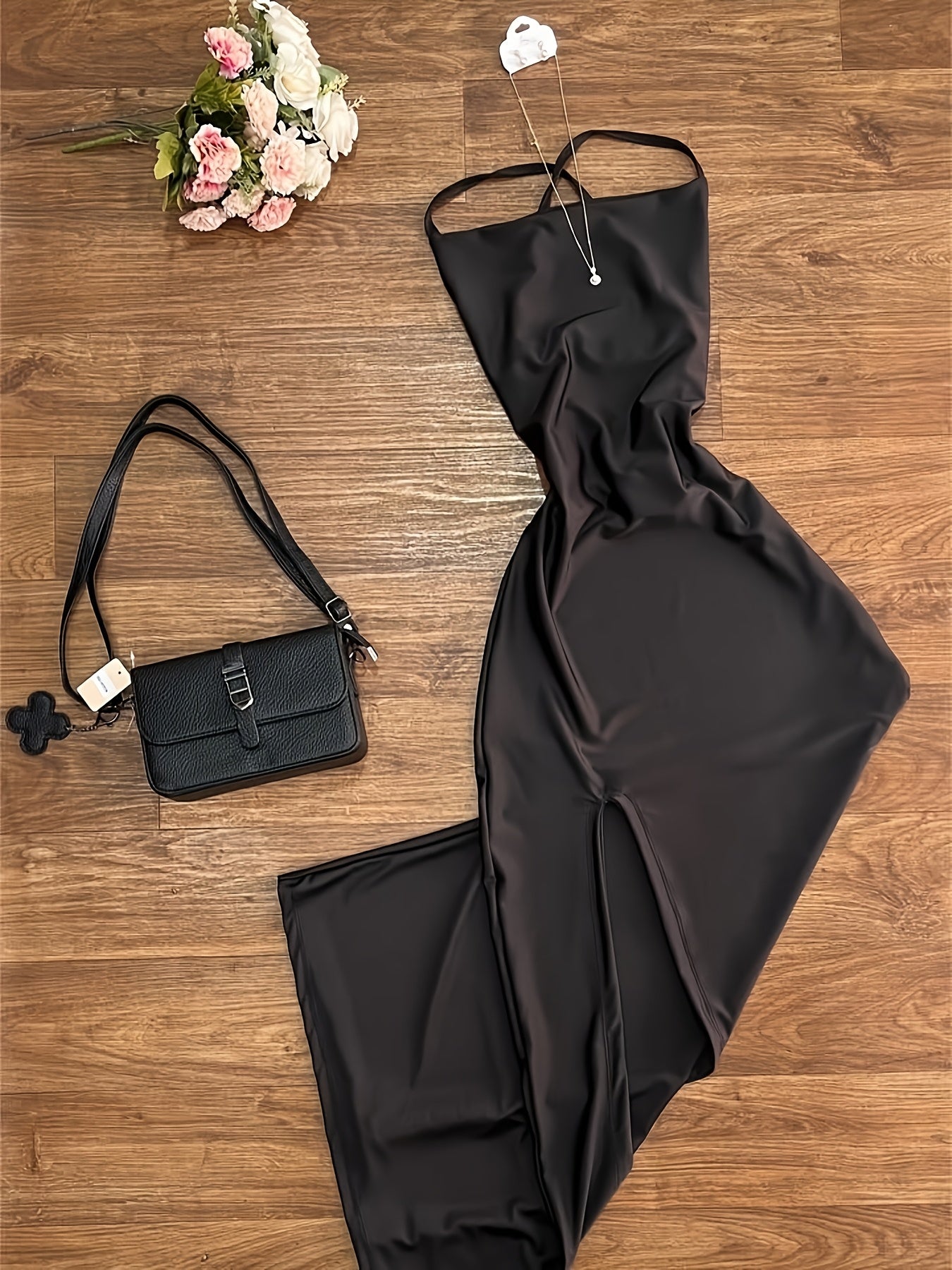 Women's Slim High-Slit Cross-Strap Long Dress