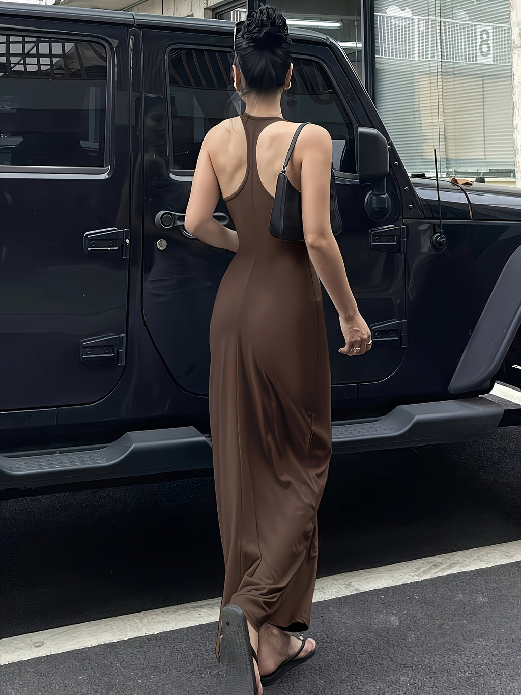 Women'S V-Neck Bodycon Maxi Dress