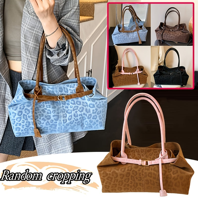 Women'S Stylish Leopard Print Shoulder Bag with Color-Blocking Design, Perfect for Vacations, Beach Trips, Daily Commutes, And Versatile Enough for Work. A Multifunctional Tote Suitable for Work, Shopping, And Casual Dining