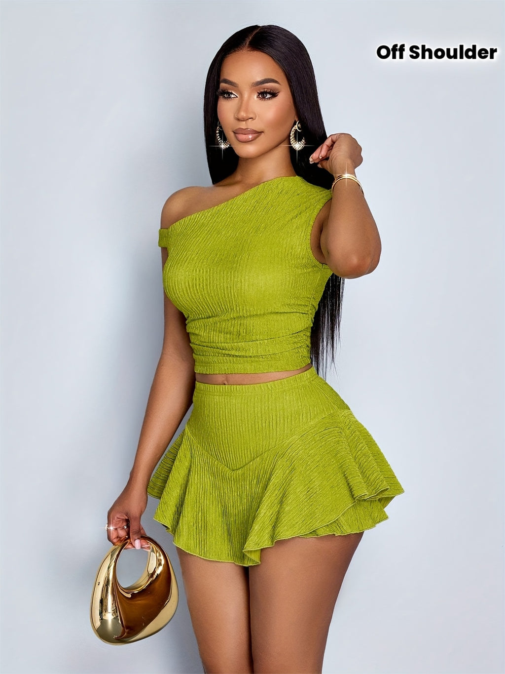 Off-Shoulder Top & Asymmetric Skirt Set