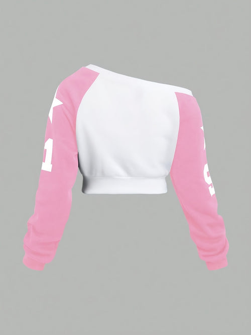 Directional Elegant Casual Off-Shoulder Women's Sweatshirt