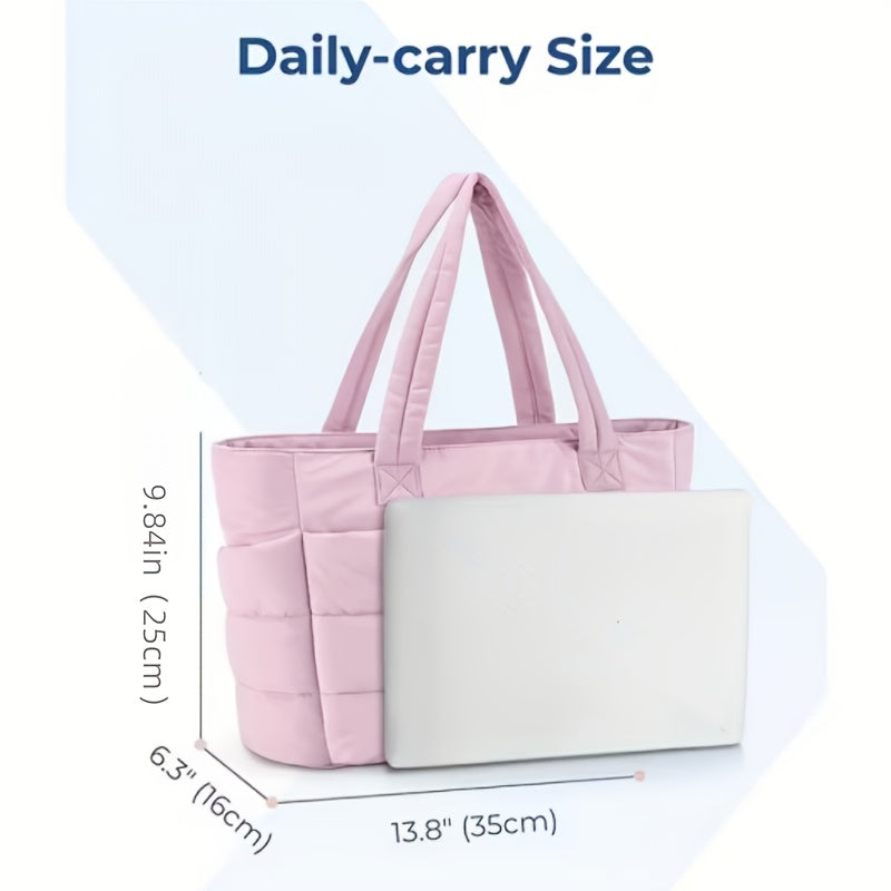 Women's Lightweight Quilted Nylon Zipper Shoulder Bag
