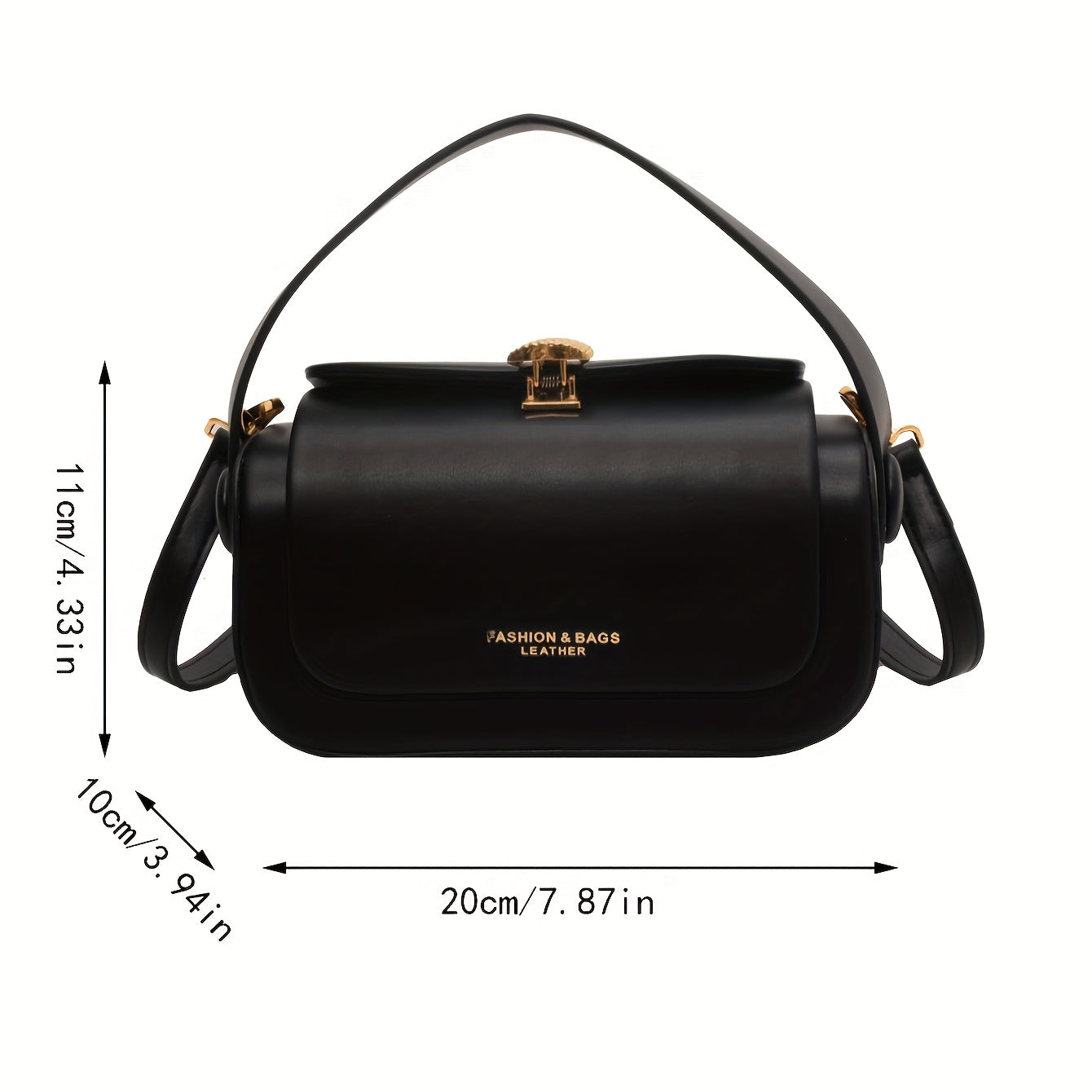 Fashionable Black Handbag with Golden Metal Hardware, High Quality Small Box Bag for Women - Perfect for Traveling, Shopping and Parties, Small Crossbody Bag, Simple Design, Sturdy Structure, Compact Wallet, Women's Fashion