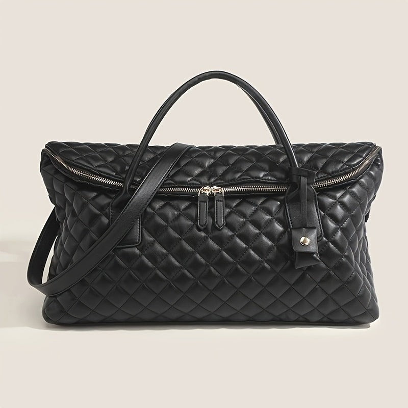 New Rhombus Travel Bag Large Capacity Autumn Winter New Shoulder Crossbody Handbag Checked Luggage Large Bag