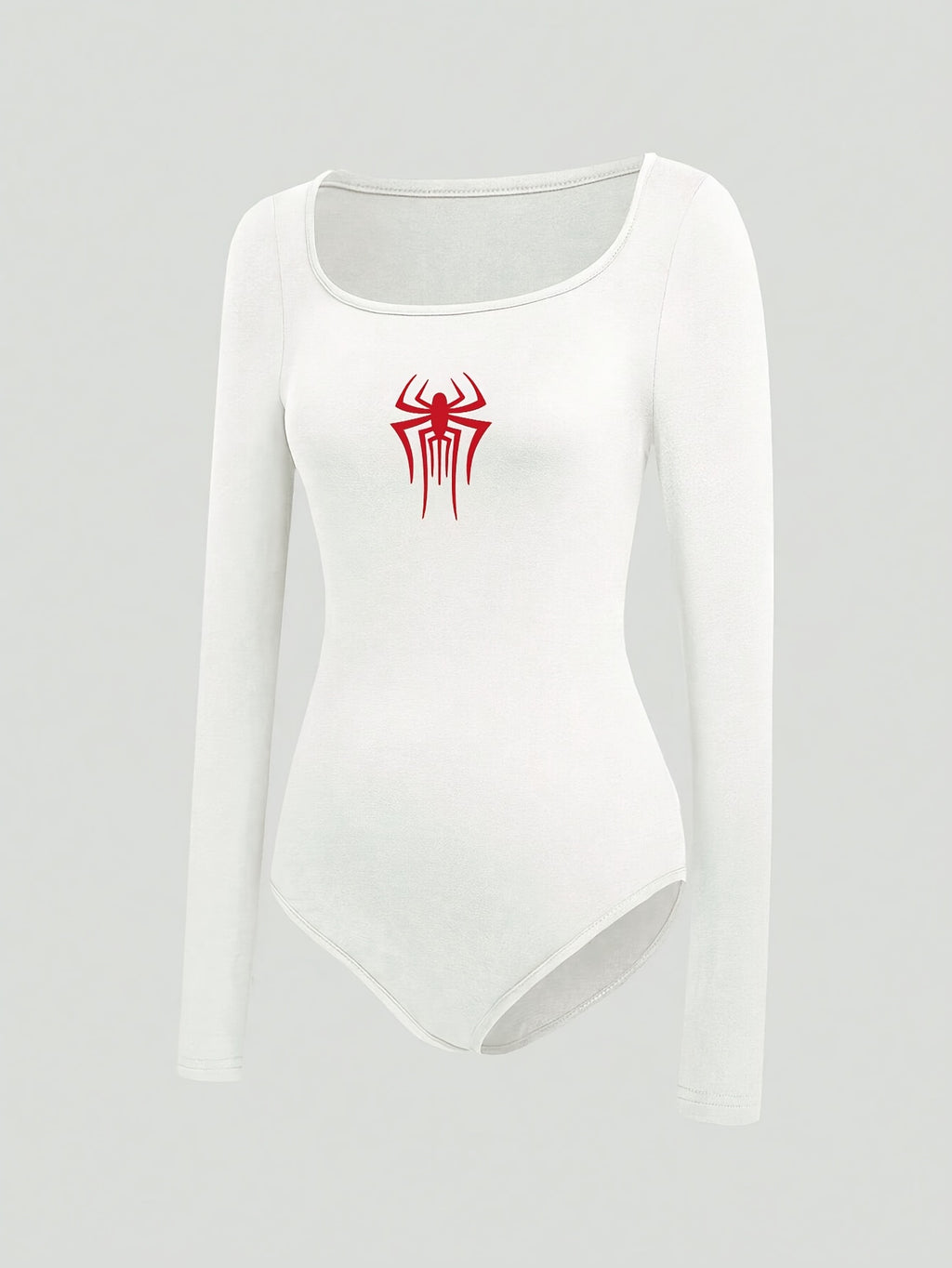 Women's Spider Print Long Sleeve Fitted Jumpsuit