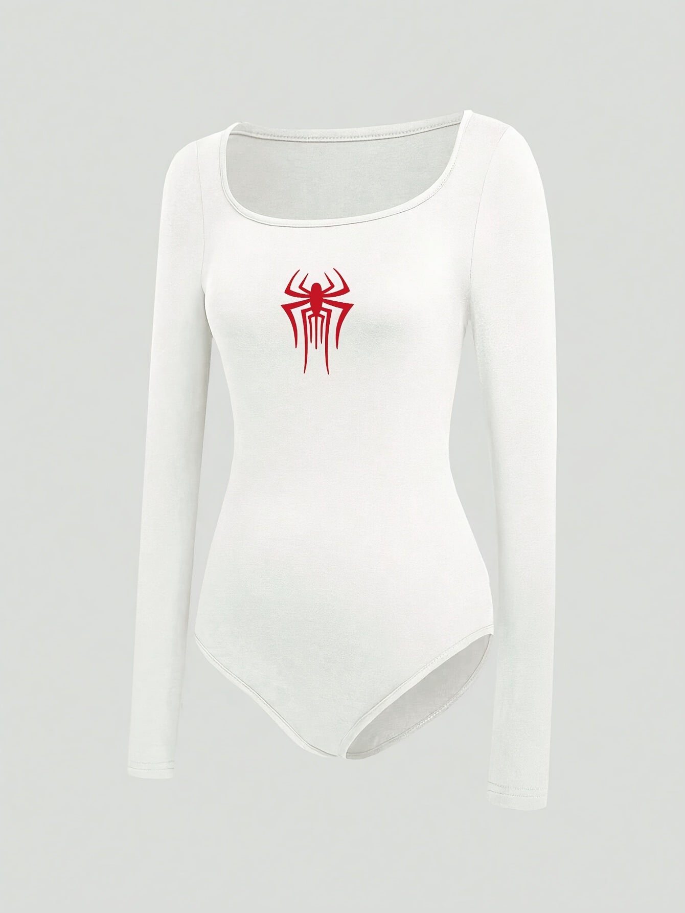 Women's Spider Print Long Sleeve Fitted Jumpsuit