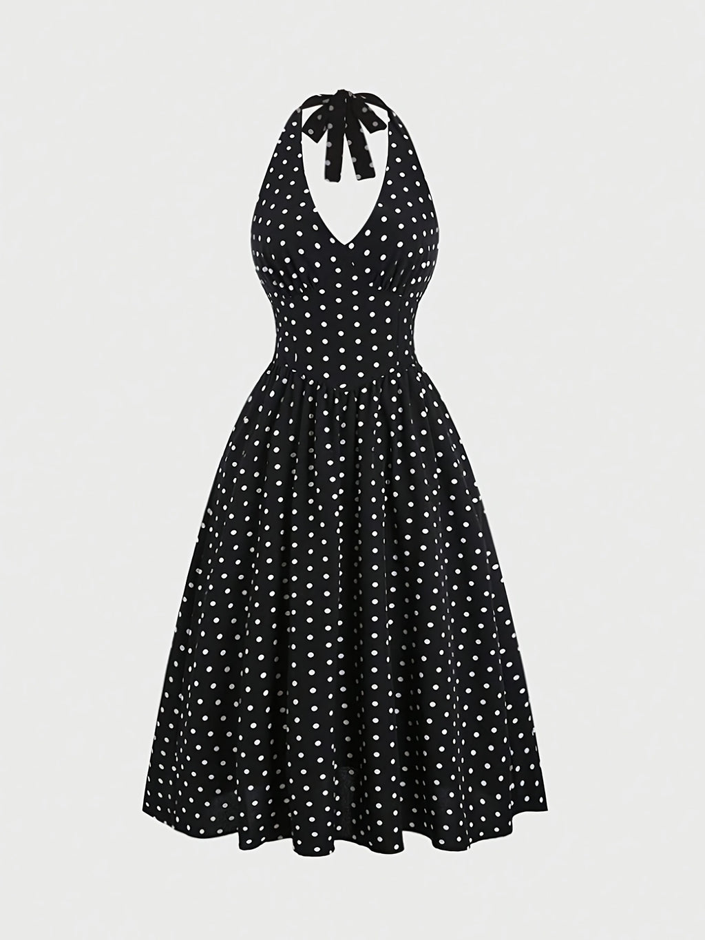 Polka Dot Halter Slim Dress