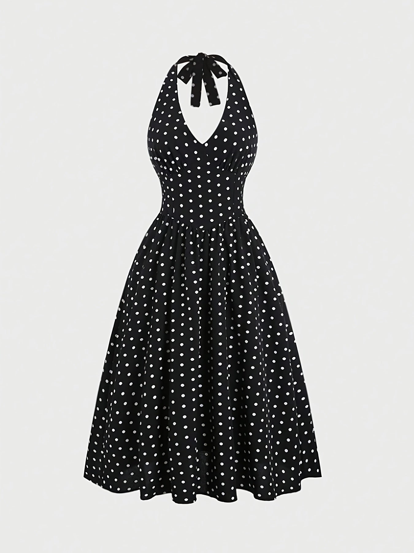 Polka Dot Halter Slim Dress