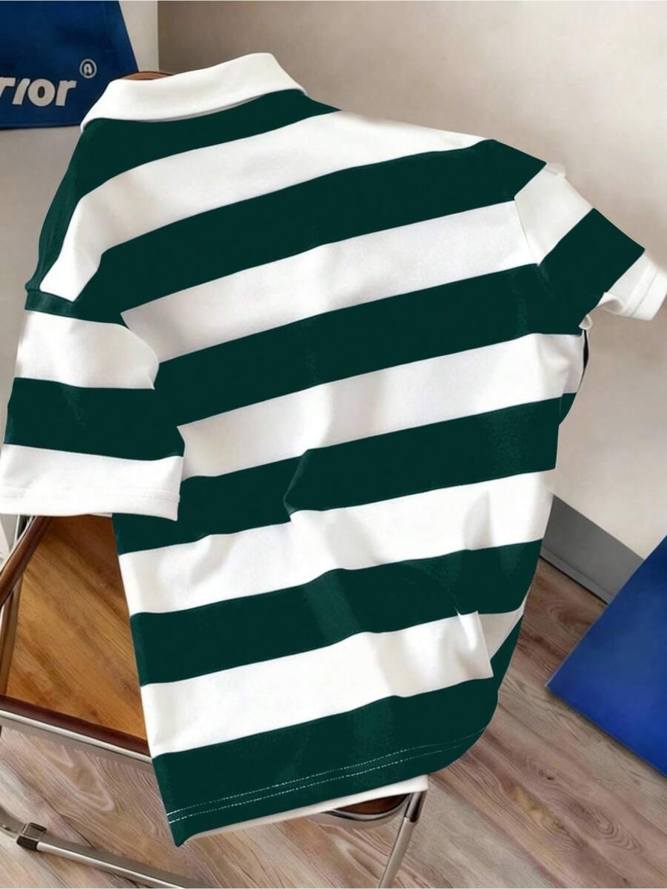 Men's Striped Preppy Letter Print Top