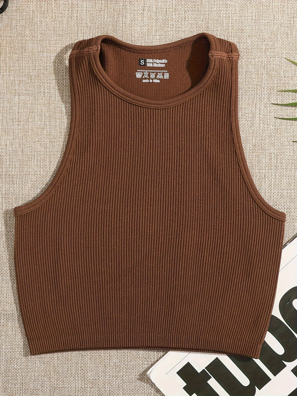 Women's Y2K Ribbed Solid Sleeveless Yoga Crop Tank Top