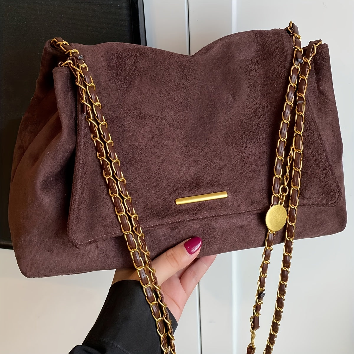 Retro Tote Bag for Women, Chain Shoulder Bag, Large-capacity Commuter Armpit Bag, Versatile Soft-surface Lazy Style Bag, Multi-color Optional Daily Travel Shopping Bag