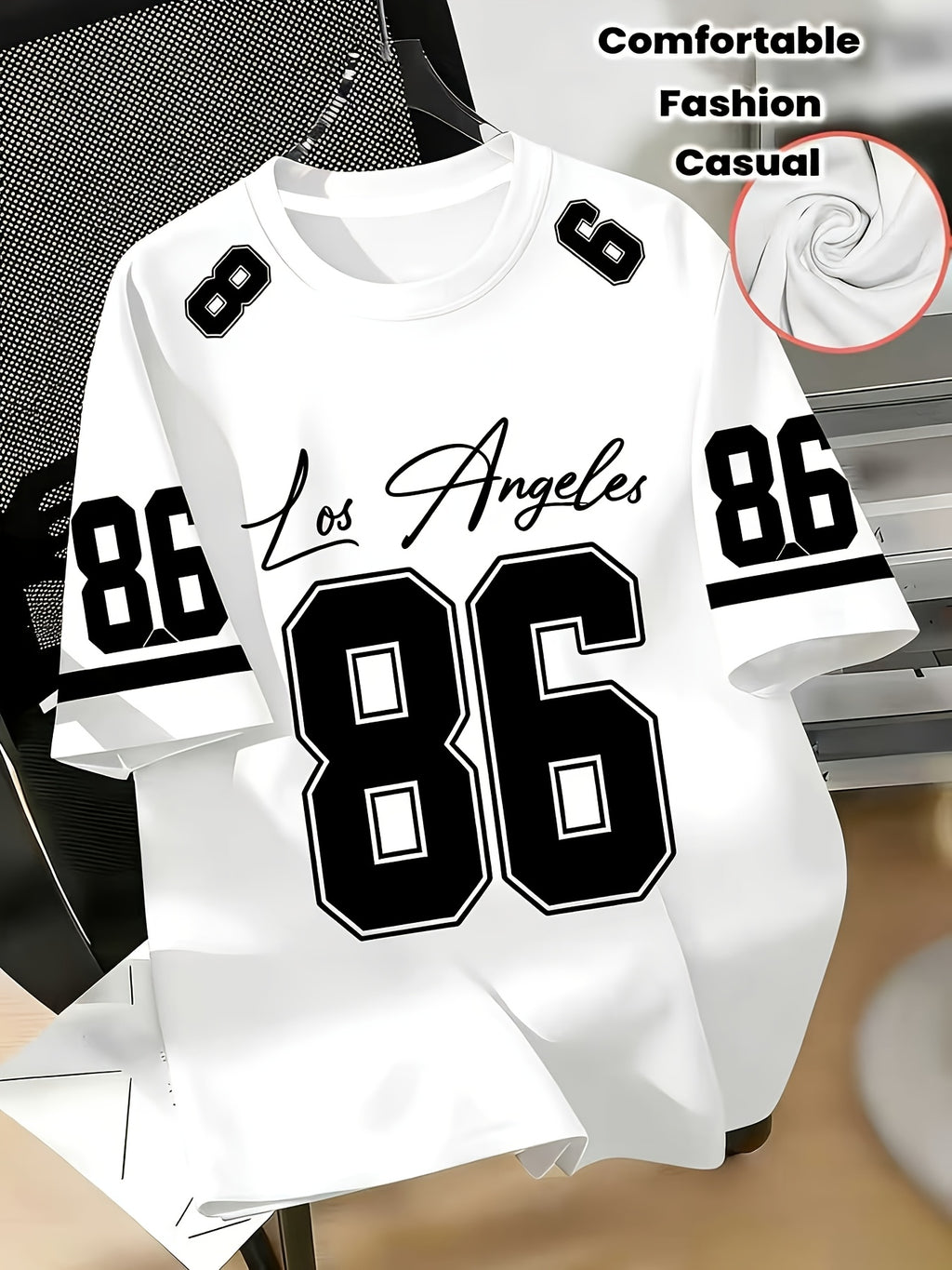 Men's LA No.86 Football Jersey Print T-Shirt