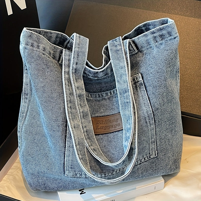 Women's Retro Large Capacity Multi-Pocket Square Tote Bag