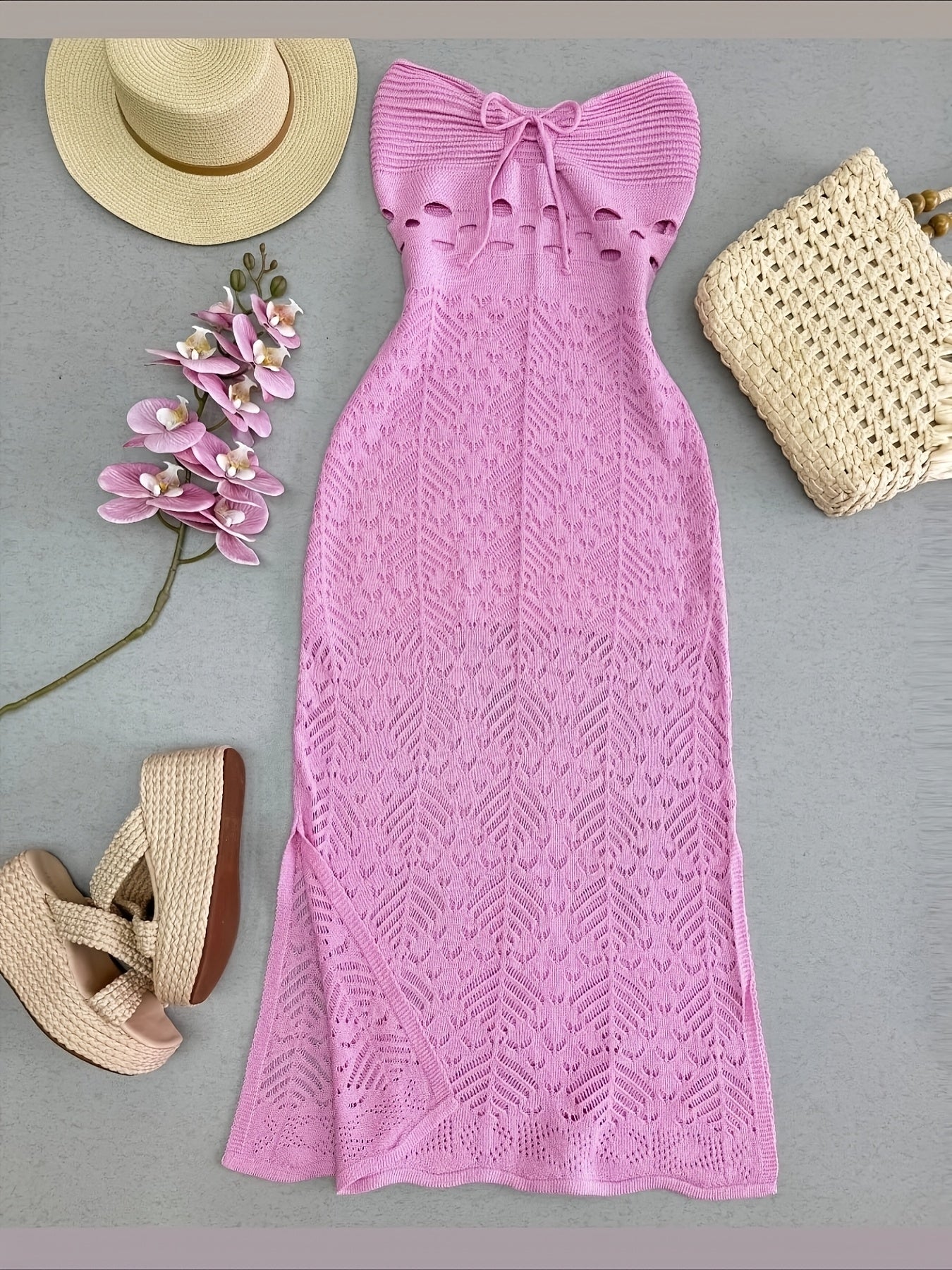 Women's Ribbed Strapless Y2K Party Maxi Dress