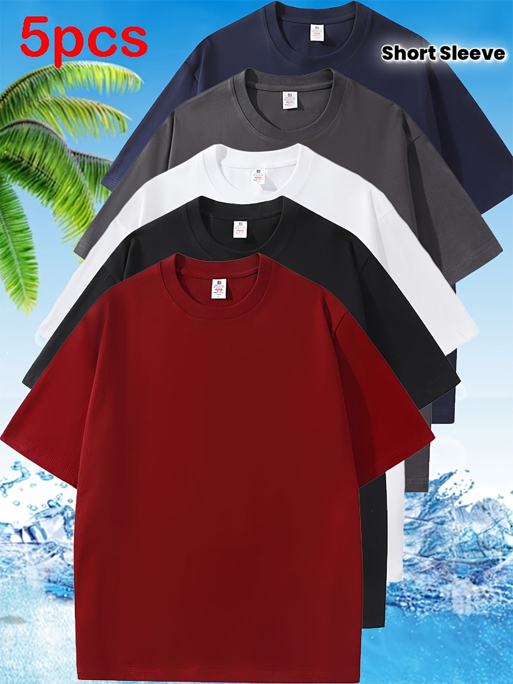 Men's Heavyweight Pure Cotton T-Shirt 5-Pack