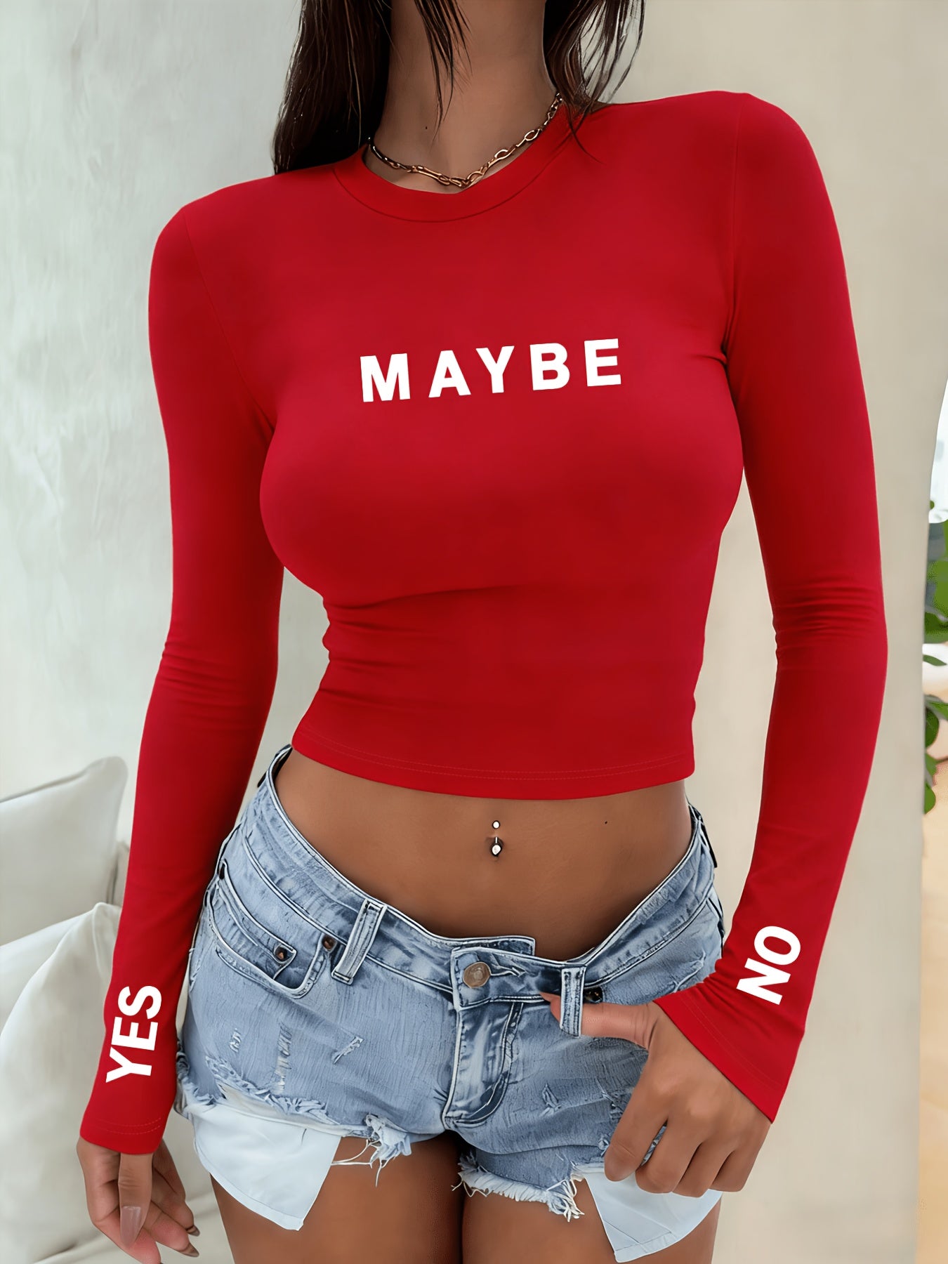 Y2K Maybe Yes No Long-Sleeve Tee