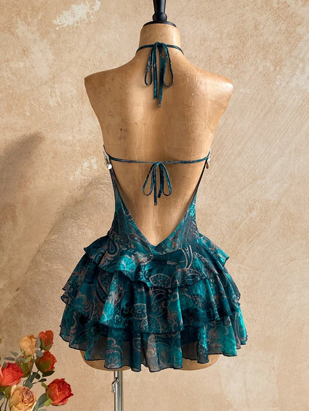 Strapless Tie-Back Mini Dress