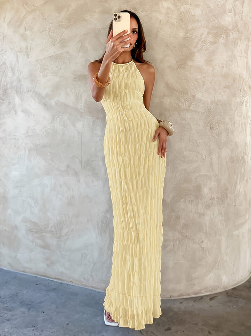 Elegant Direction Women'S New Solid Color Casual Commuting Vacation Style Elegant Strap Long Dress