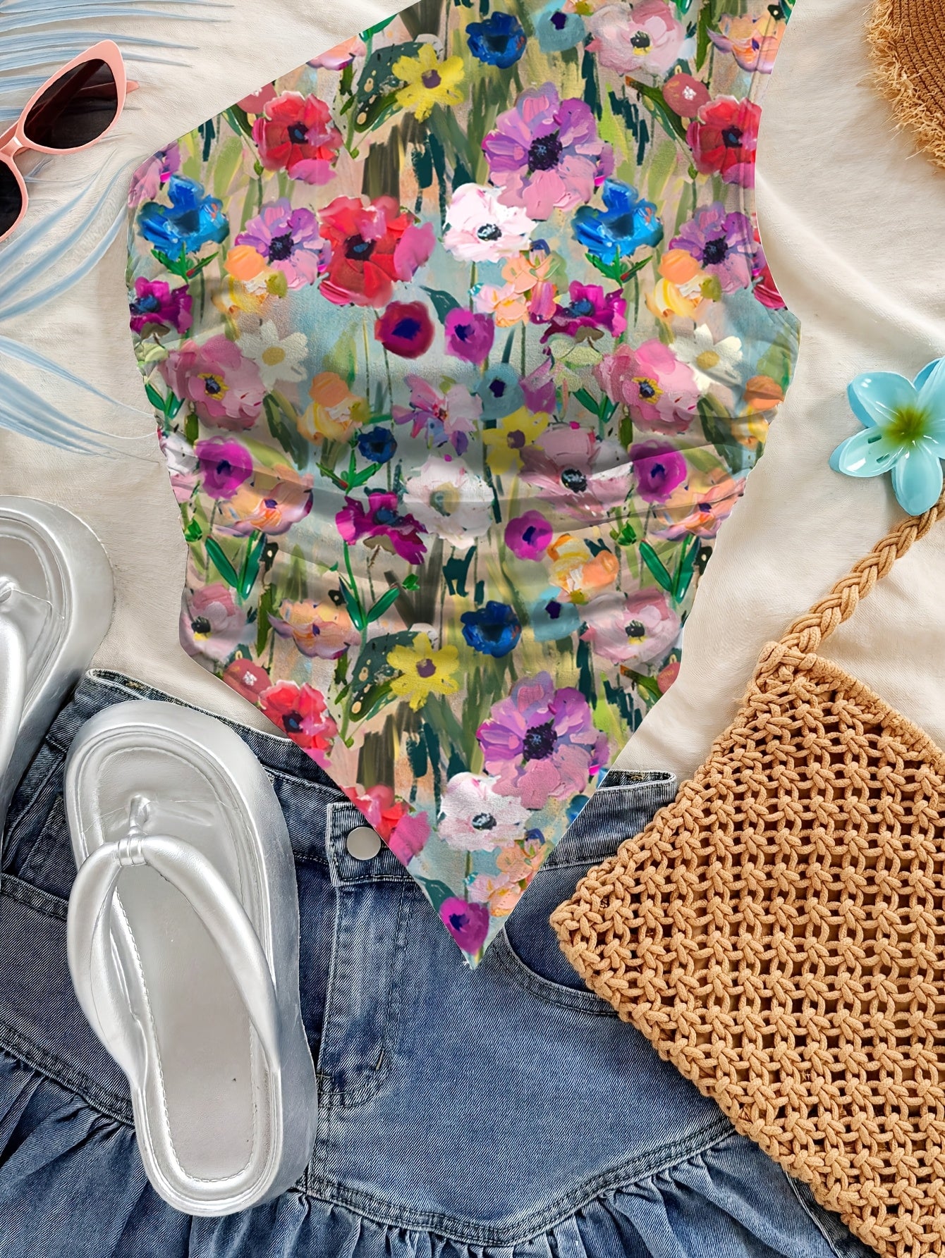 Strapless Floral Mini Top