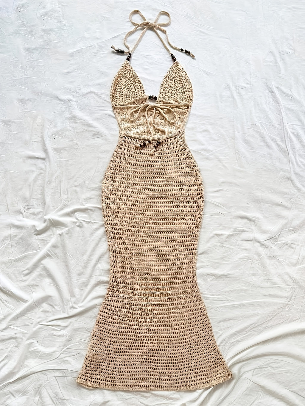 Backless Halter Mermaid Maxi Dress