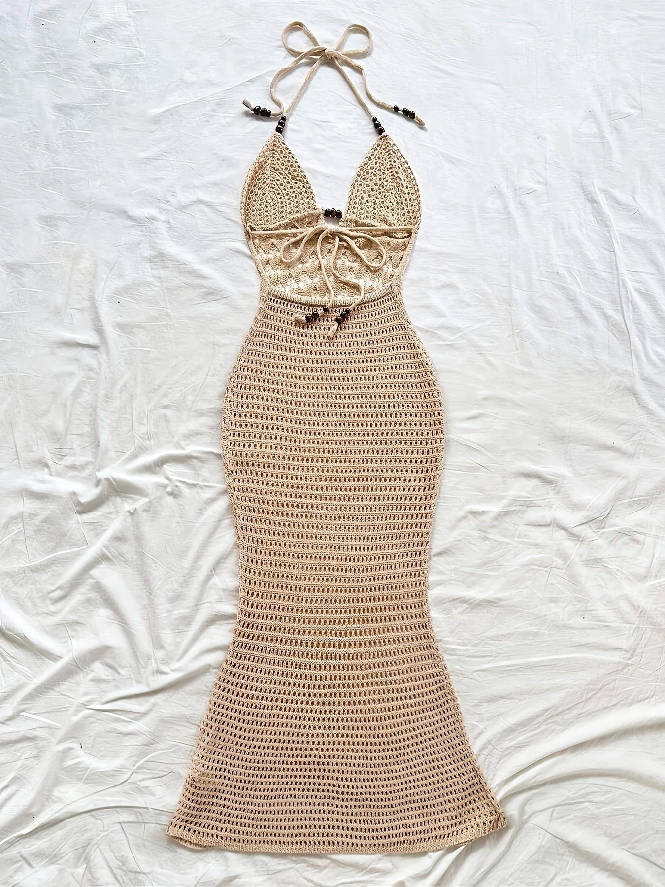 Backless Halter Mermaid Maxi Dress