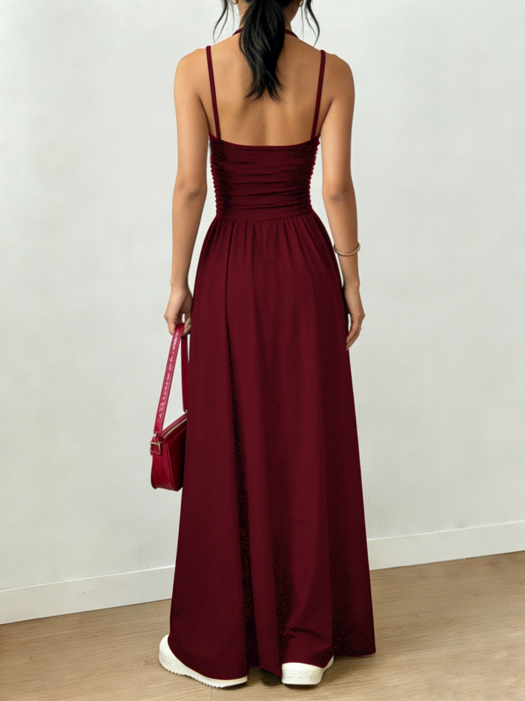 Women's Summer Fashion Tight Halter Neck Strap Long Dress