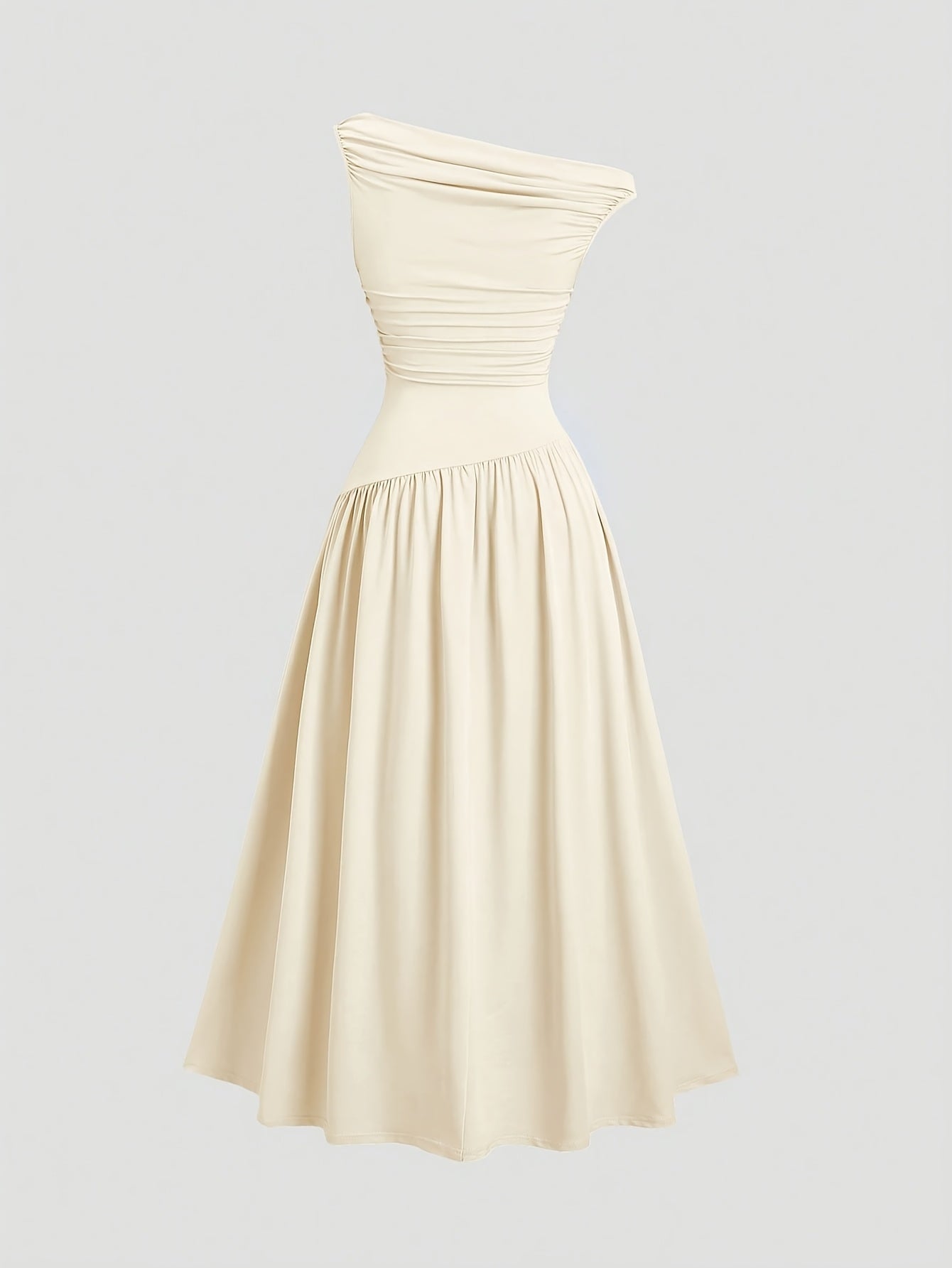Women's Asymmetric Neckline Solid Sleeveless Maxi Dress