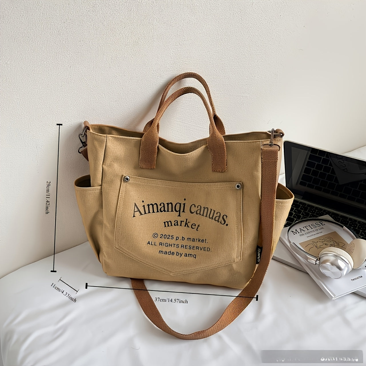 Commuting Shoulder Bag, Tote Bag, Crossbody Bag, Original Design, Thickened Canvas Bag, Niche Bag Series, Lazy Style, Cloth Bag, Suitable for Street