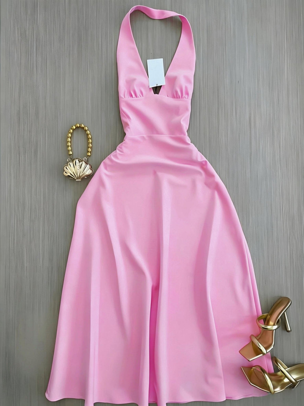 Four Seasons Women's Dress, Elegant and Sexy Halter Neck Backless Long Slim-Fit Dress, Suitable for High-End Banquets, Y2K, Elegant Parties, Streetwear, Commuting, Gatherings, Social Events, Vacations, New Summer Women's Clothing
