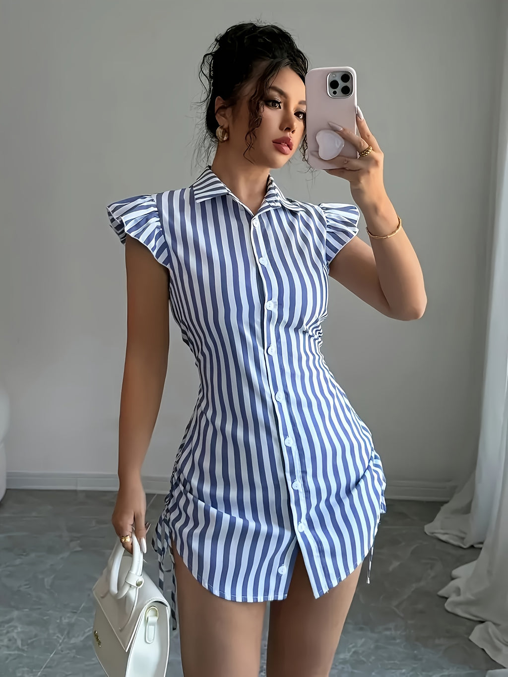 Flutter Sleeve Striped Shirt