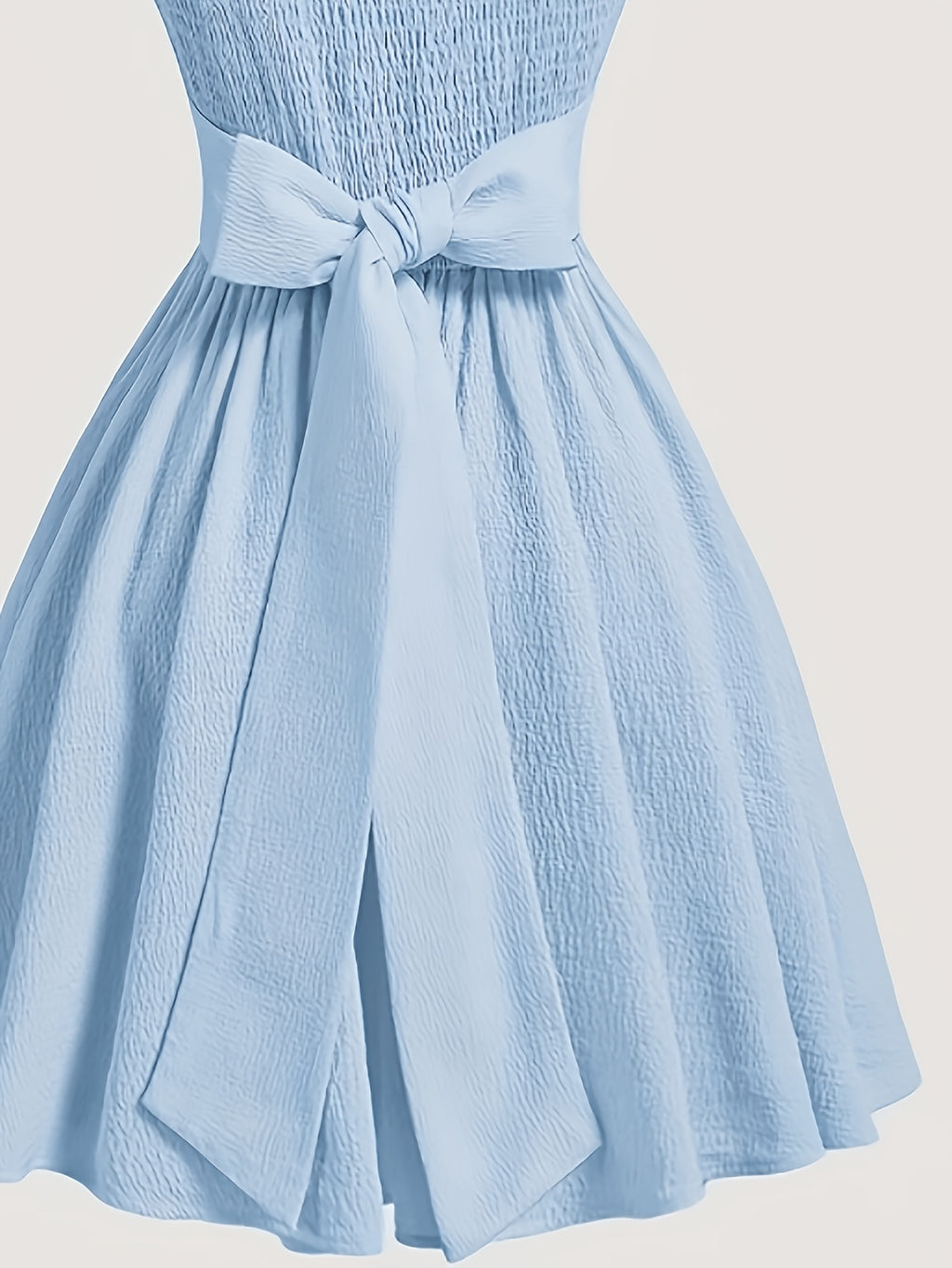 Solid Color Waist Tie Dress