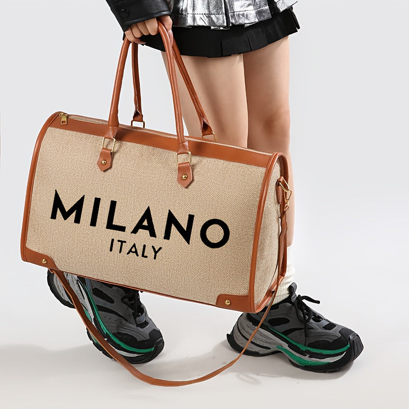 Black Letter Printed Linen Tote Bag Printed Commuting Bag Large Capacity Bag Essential for Going Out