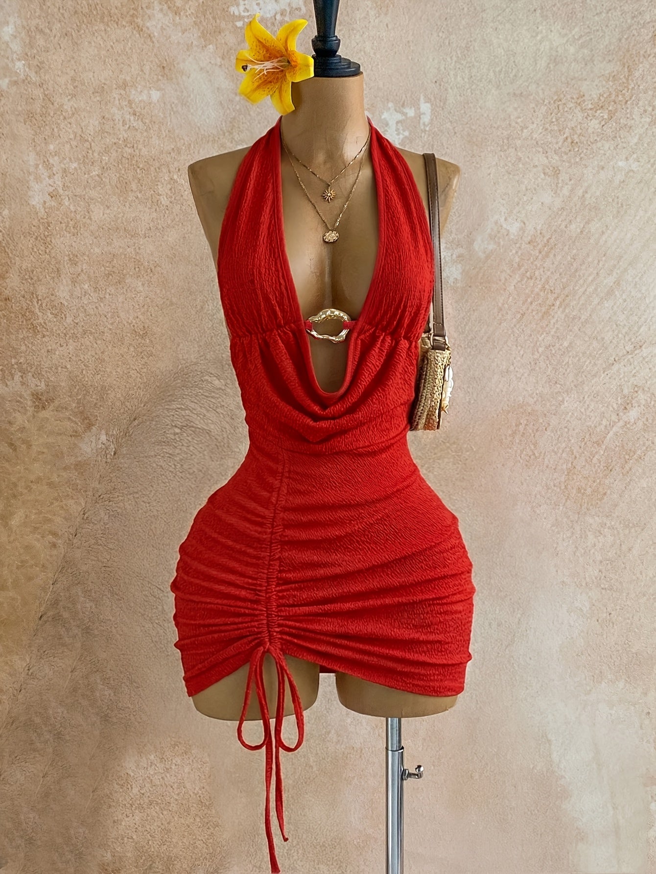 Backless Halter Mini Dress