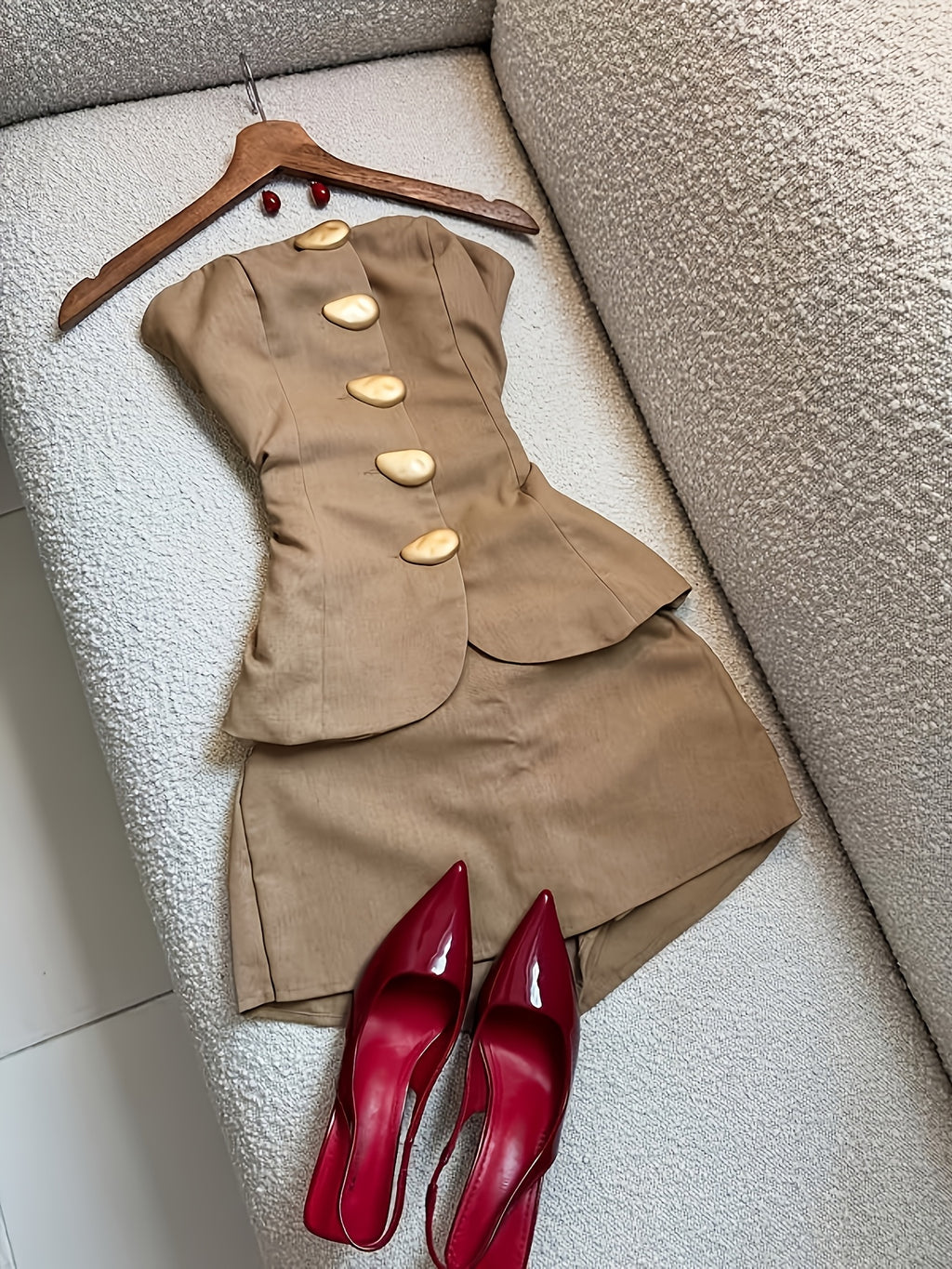 Metal Buckle Tube Top & Shorts Set