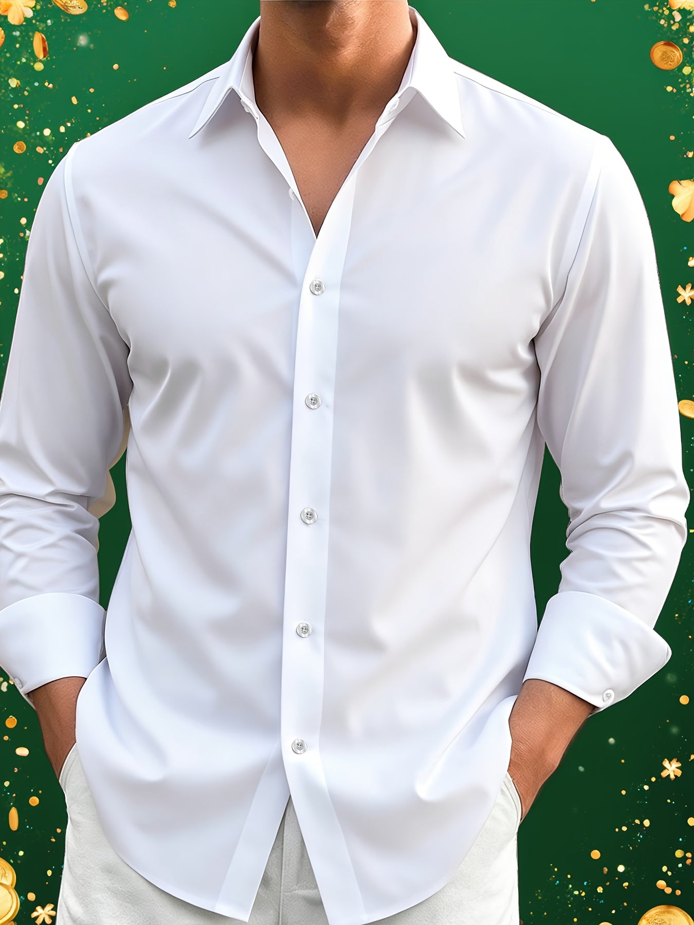 Solid Color Men's Loose Fit Quick-Dry Long Sleeve Button-Up Business Shirt, Spring/Autumn Outdoor Casual, Essential for Men, Sexy Uniform Allure
