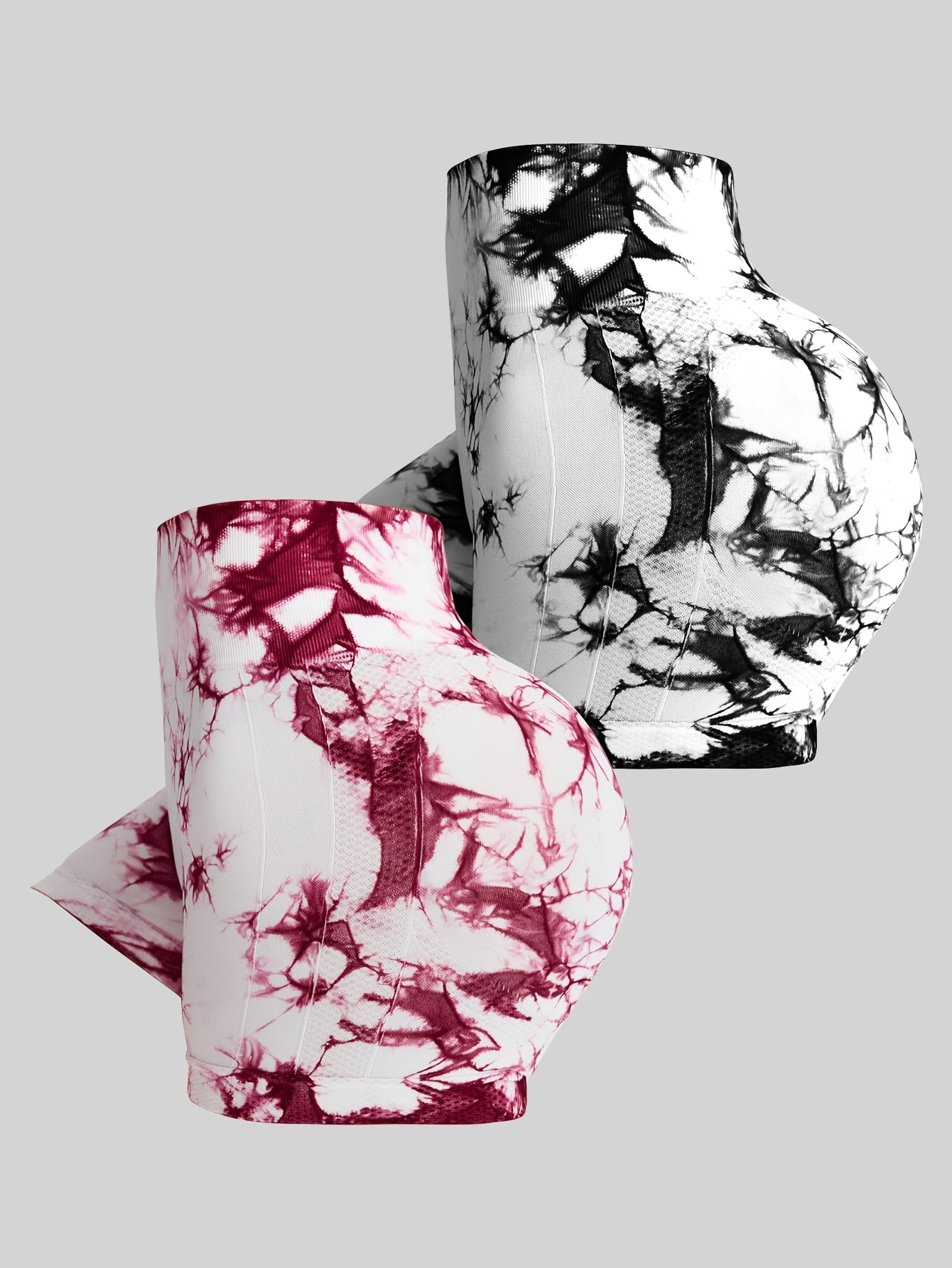 2pcs Dye-Dyed Three-Quarter Athletic Shorts