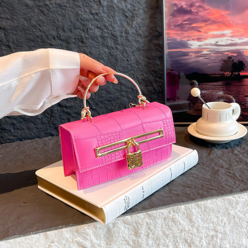 Crocodile Pattern Bag for Women 2025 New European and American Fashion Elegant Single Shoulder Small Square Bag Stone Pattern Texture Crossbody