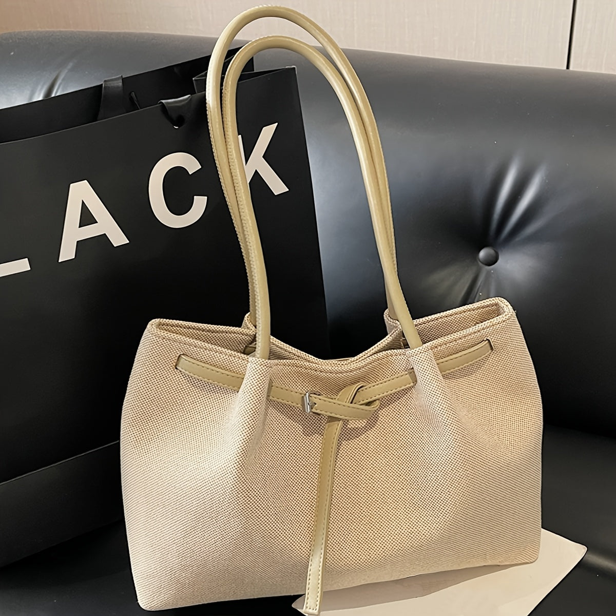 Women's Solid Minimalist Spacious Casual Tote Bag