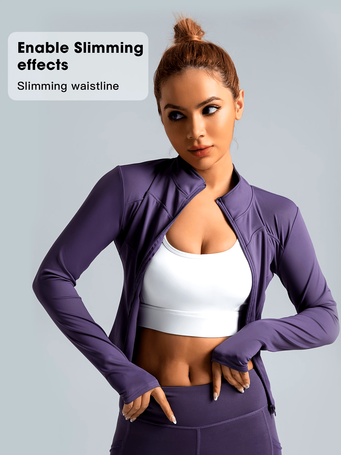 Women'S Sportswear Slim Fitness Jacket Full Zipper Design Euro Size for Running Gym Yoga