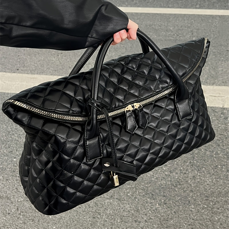 New Rhombus Travel Bag Large Capacity Autumn Winter New Shoulder Crossbody Handbag Checked Luggage Large Bag